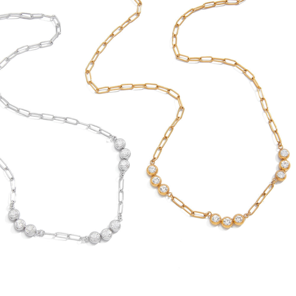 Zircon Pendant Necklace | Collarbone Chain | Stainless Steel