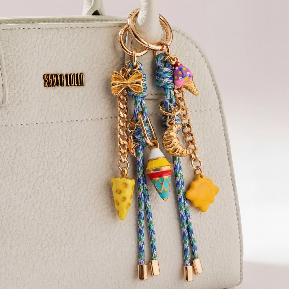 Whimsical Summer Braided Rope Enamel Keychain Bag Charm