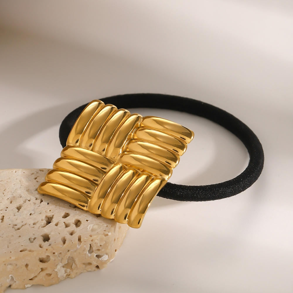 Stripe Hair Tie Stainless Steel Ponytail JXHW2407022