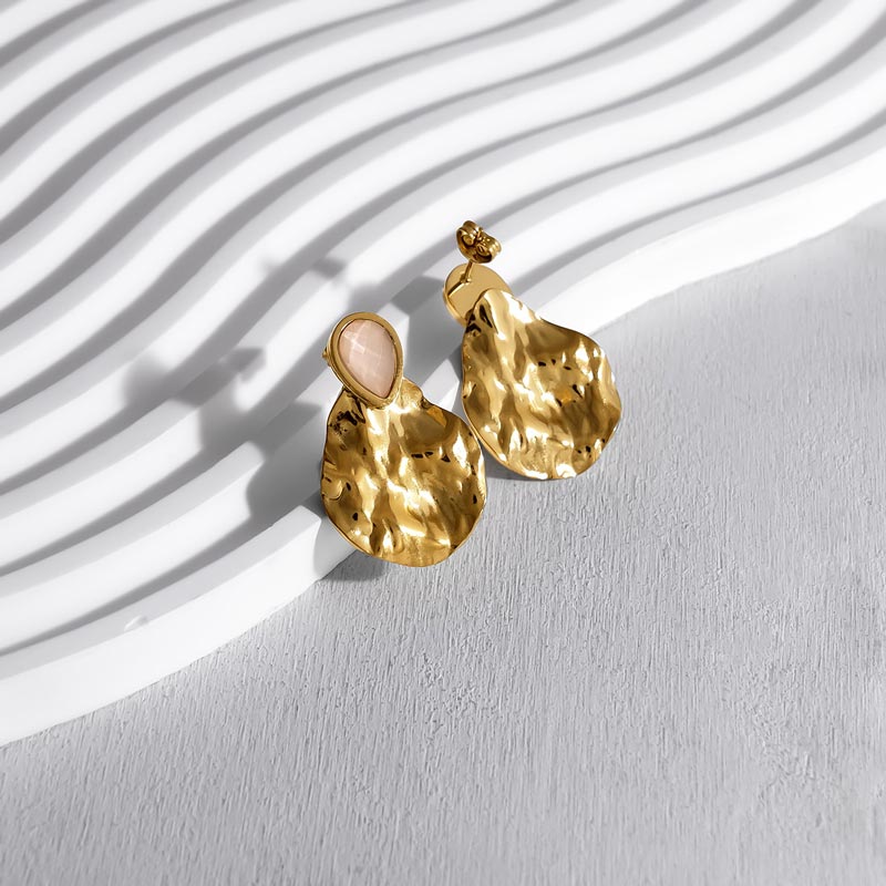 Enamel Hammered Stud Earring JSE010163