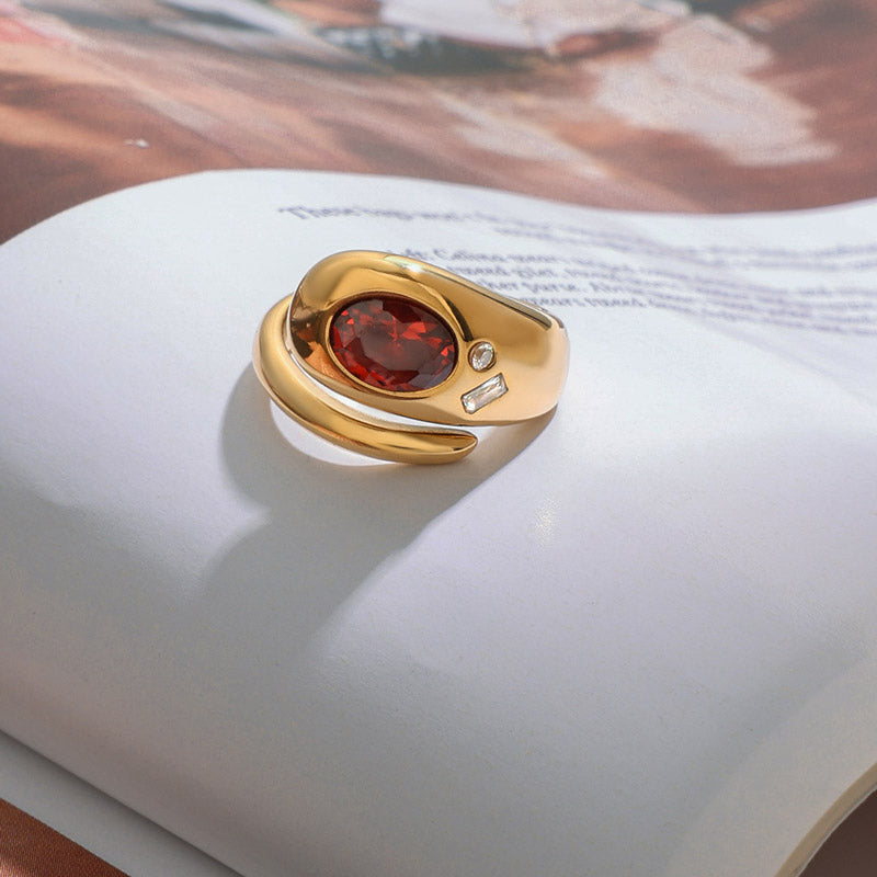 Red CZ Bold Ring