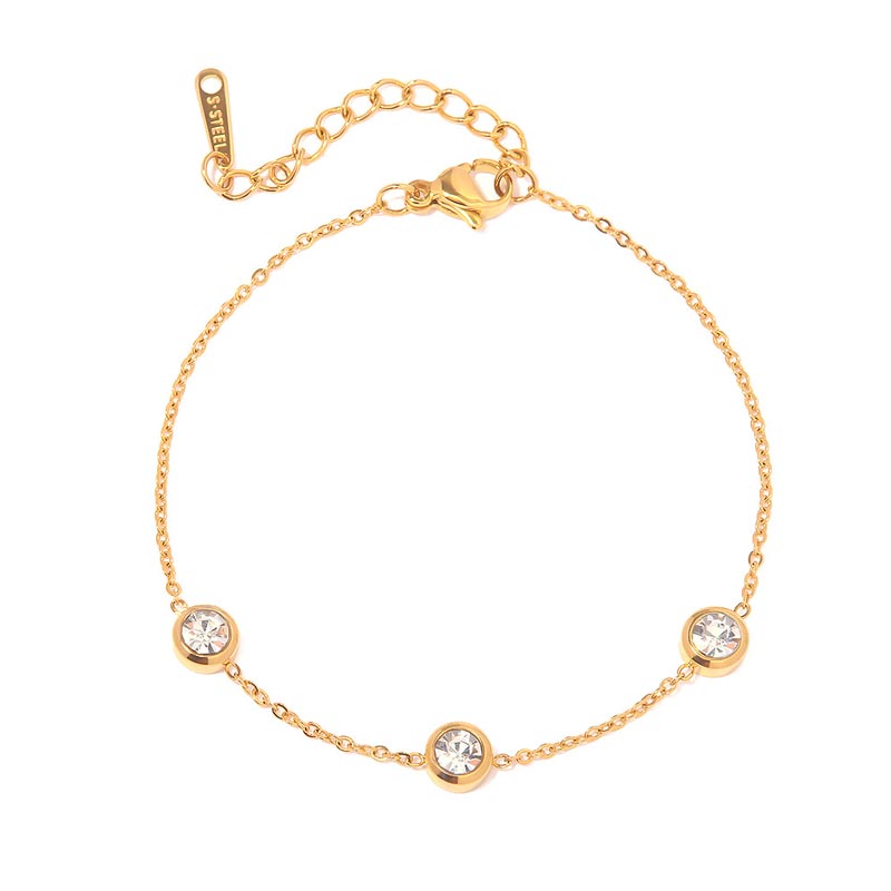 White Zircon Bracelet Gold Plated