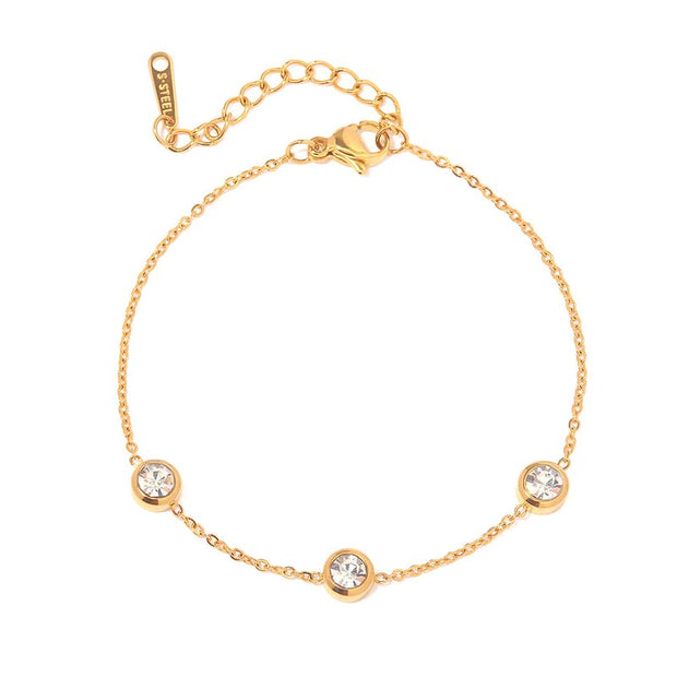 White Zircon Bracelet Gold Plated