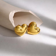 Puffs Heart Stud Earring JSE010184
