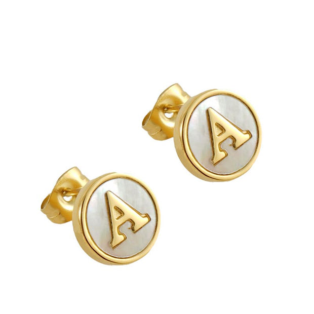 Round Initial Hoop Earring