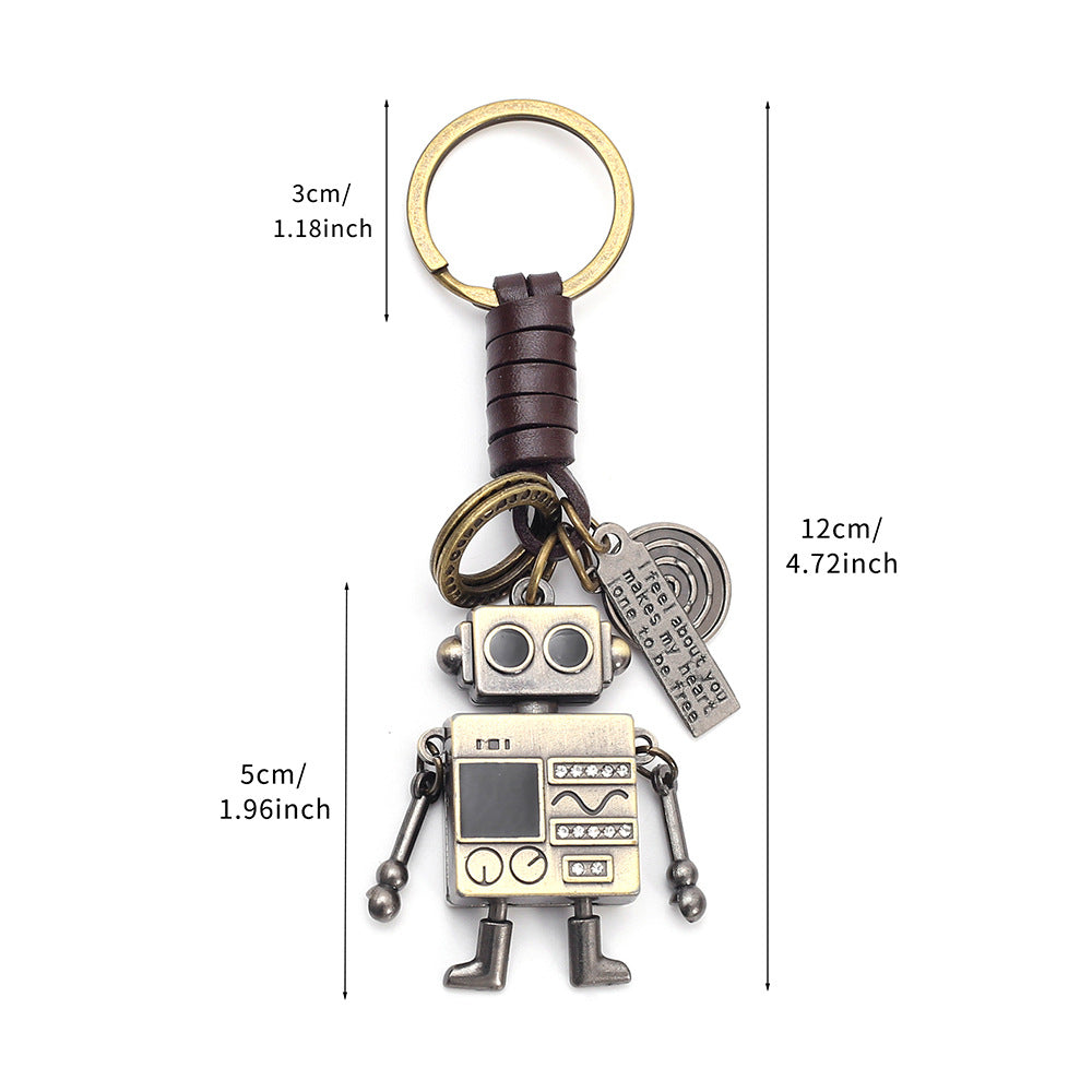 Robot Leather Keychain | Braid Bag Charm | Creative Gift