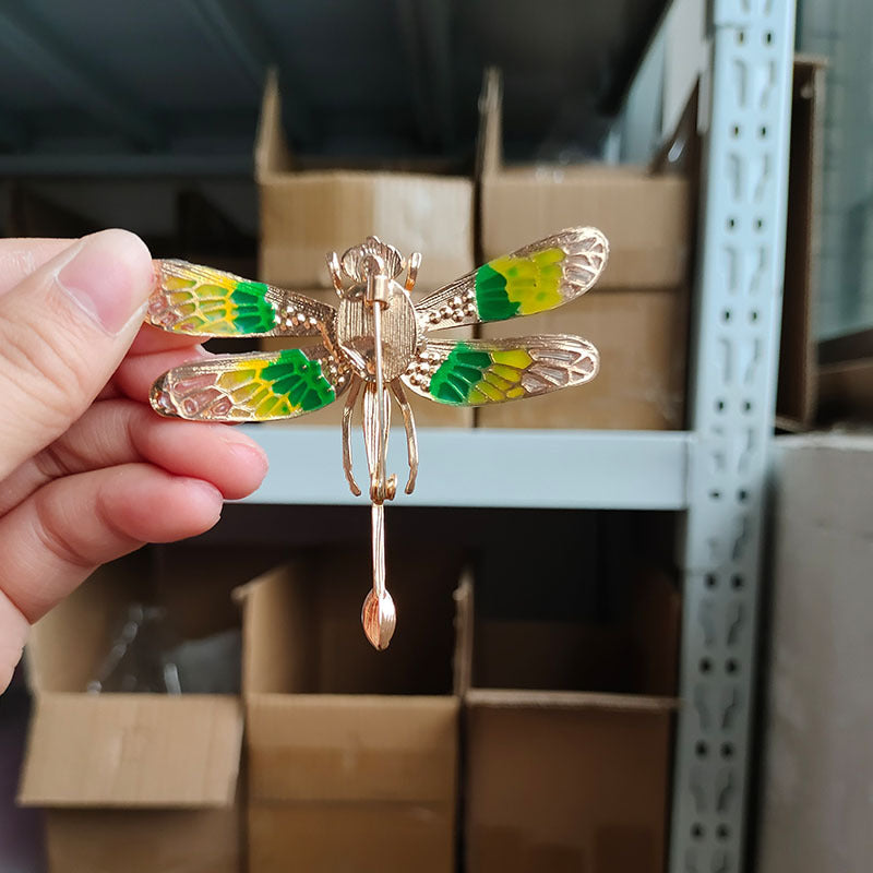 Dragonfly Insect Oil Drop Rhinestone Brooch Elegant Women's