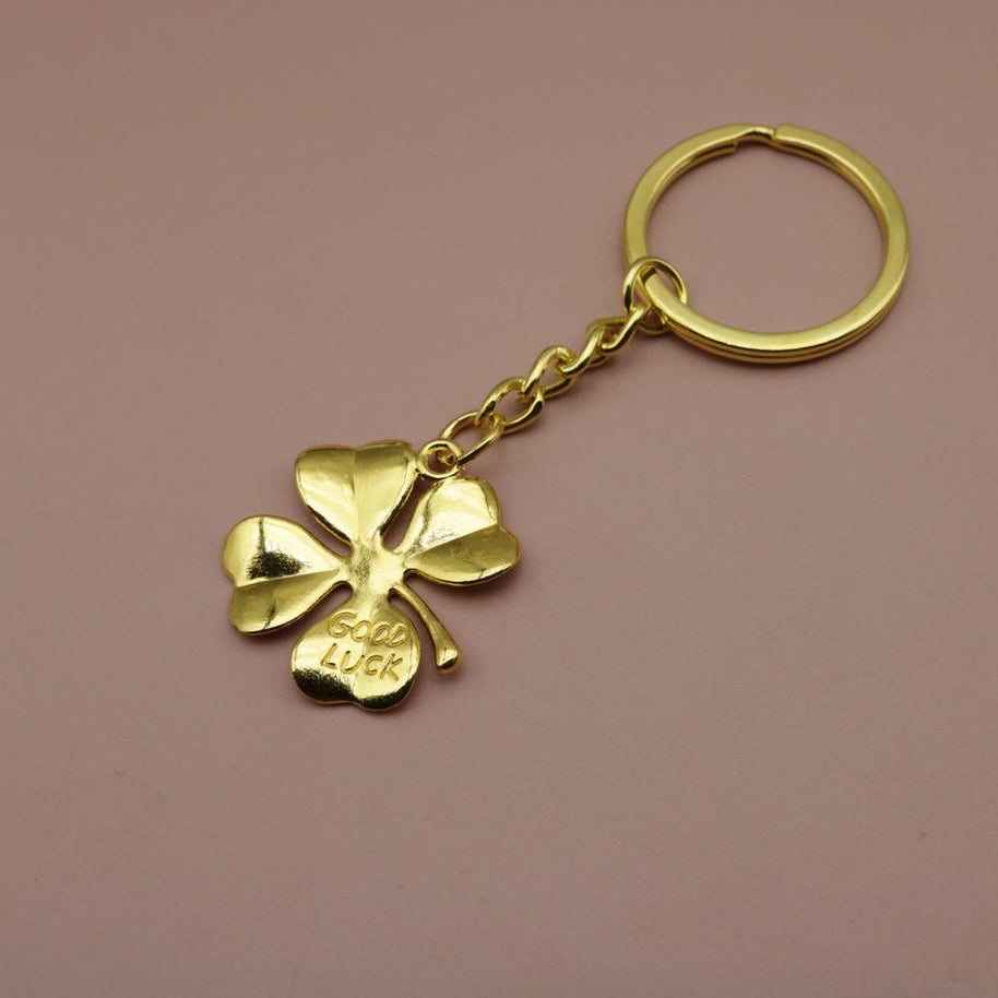 Four Leaf Clover Keychain | Minimalist Lucky Metal Charm
