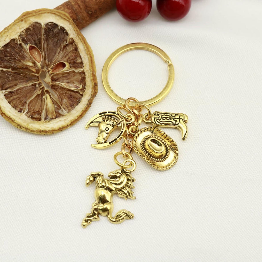 Cowboy Hat Keychain | Western Boot Charm | Classic Vintage