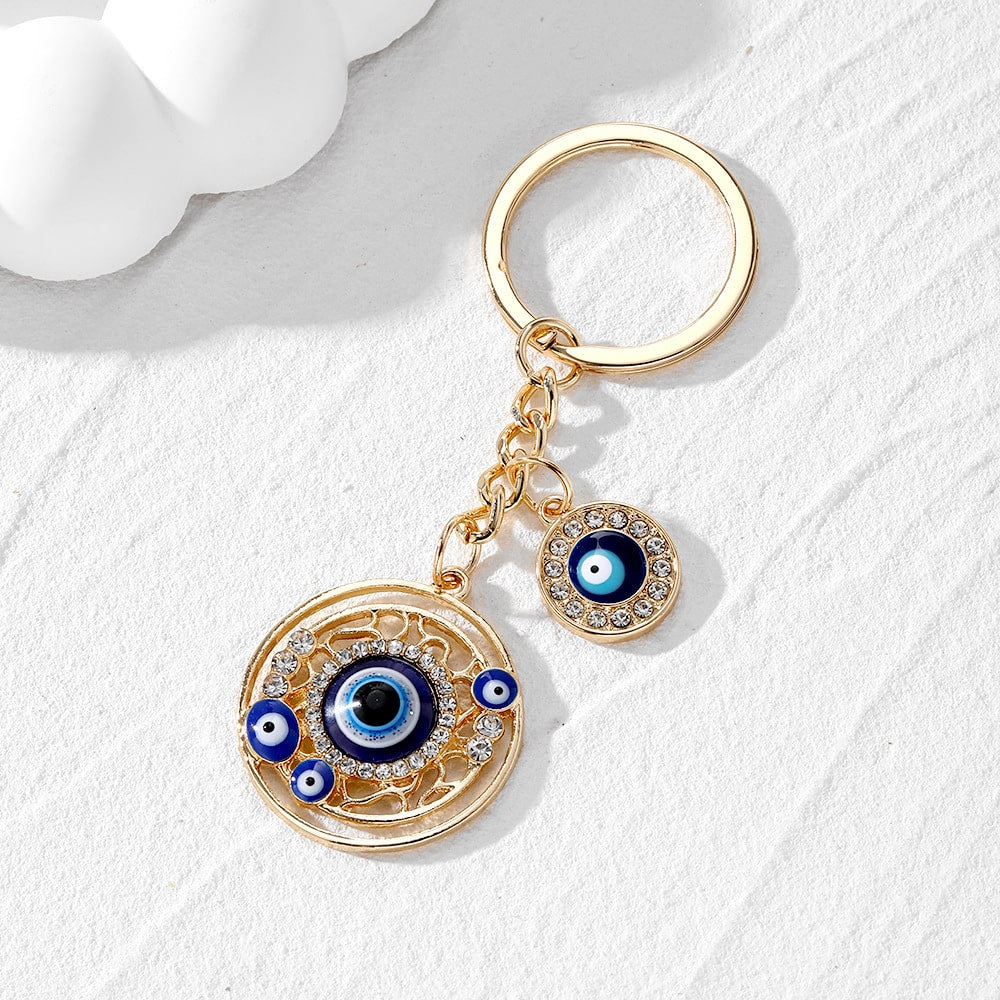 Evil Eye Keychain | Geometric Heart Charm | Vintage