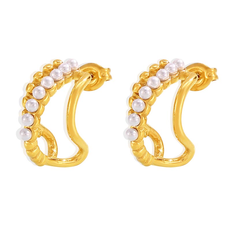 Row Pearl Hoop Earring