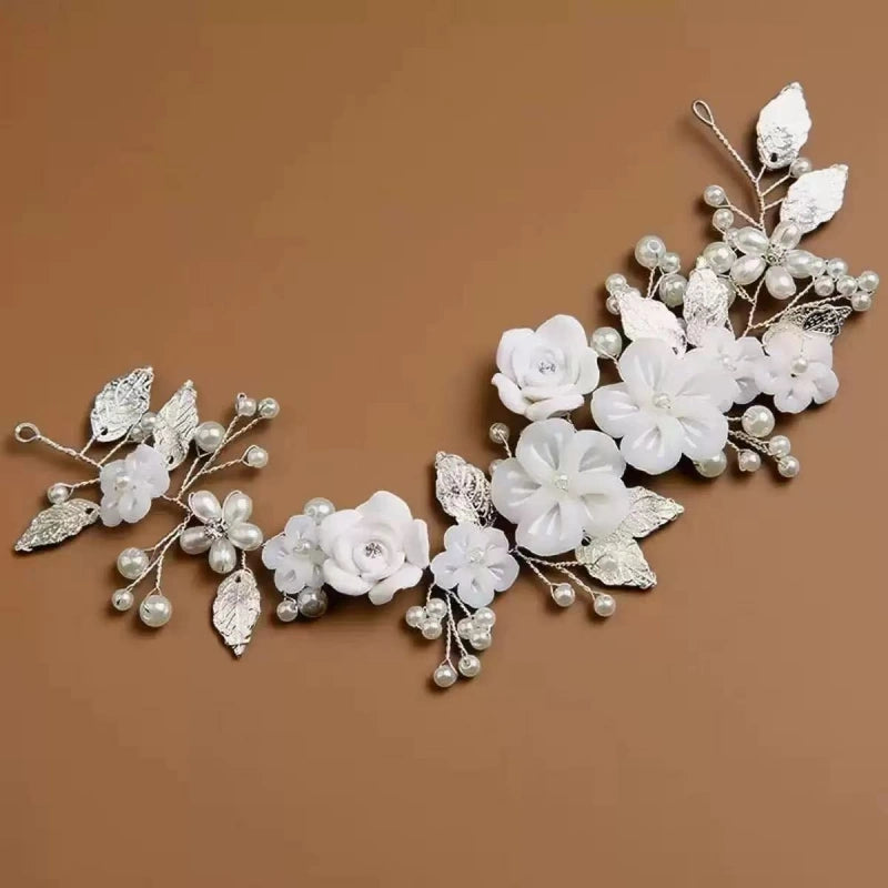 Clay Flower Bridal Headpiece | Wedding Hair Vine for Women