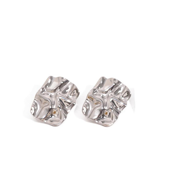 Wrinkled Rectangle Stud Earring