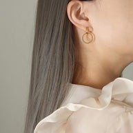 Double C Hoop Stud Earring