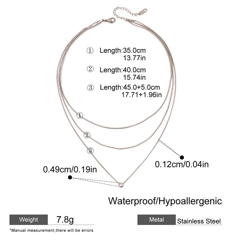 Stainless Steel Multi Strand Chain Necklace