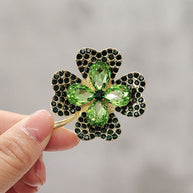 Green Clover Brooch | Four Leaf Lucky Pin | Women's Gift
