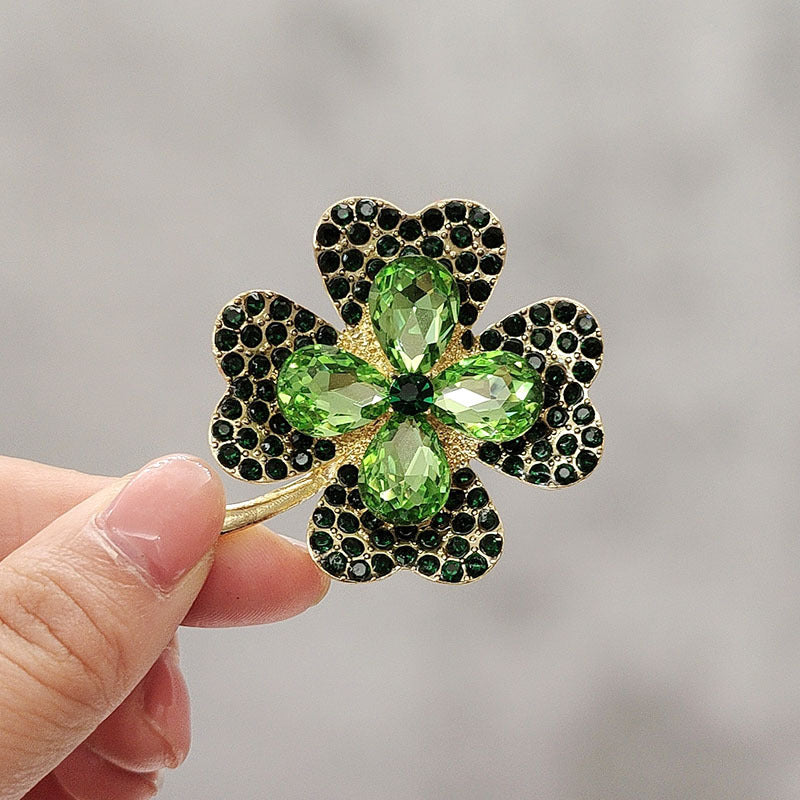 Green Clover Brooch | Four Leaf Lucky Pin | Women's Gift