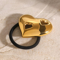 Heart Hair Tie Stainless Steel Scrunchie JXH2408008