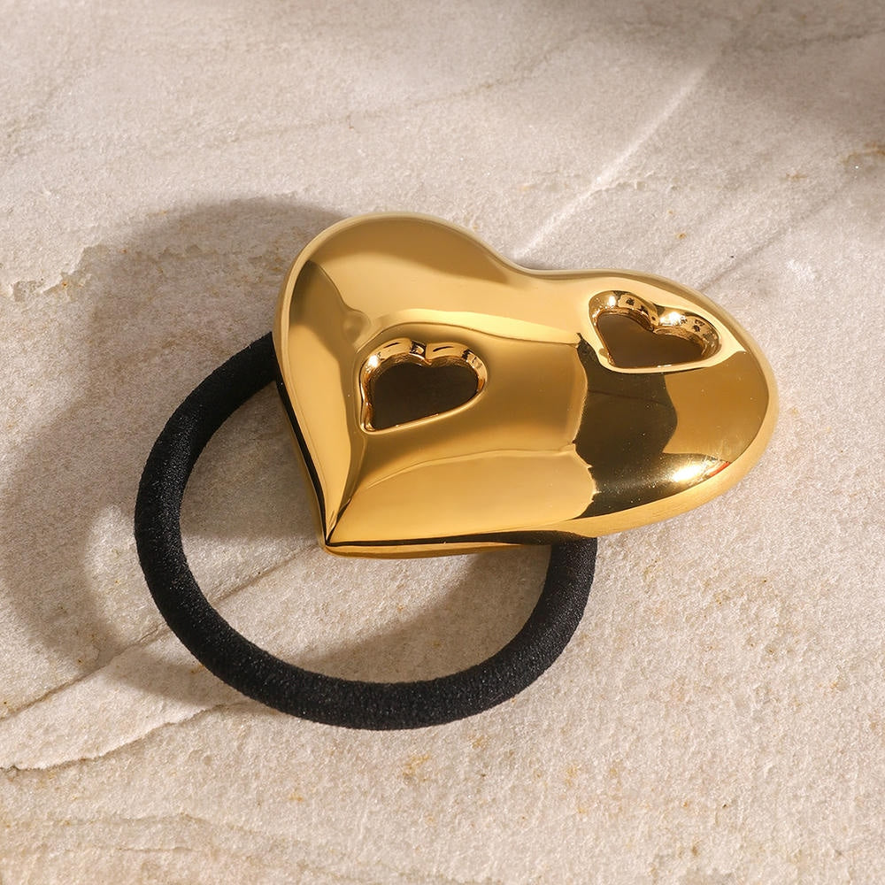 Heart Hair Tie Stainless Steel Scrunchie JXH2408008