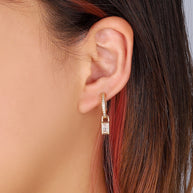 CZ Hoop Earring Baguette Charm