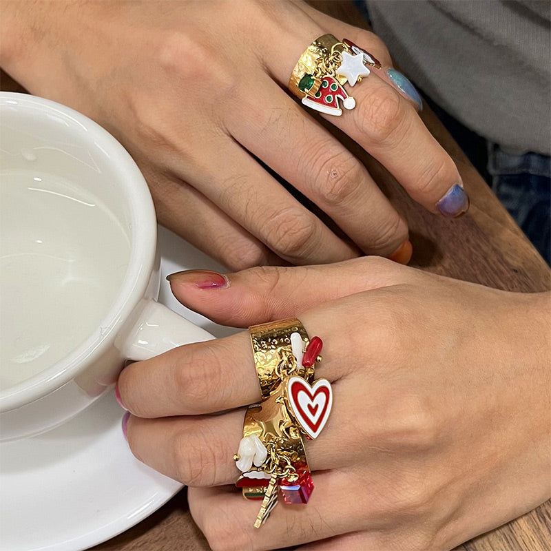 Christmas Tree Heart Reindeer Ring JXR0209010