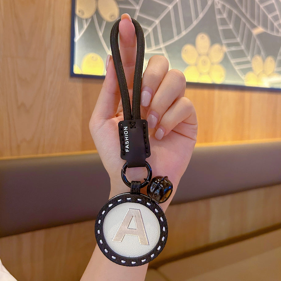Letter Keychain | Round Leather Charm | Minimalist Gift