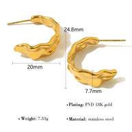 Geometric C Hoop Earring JSE010194