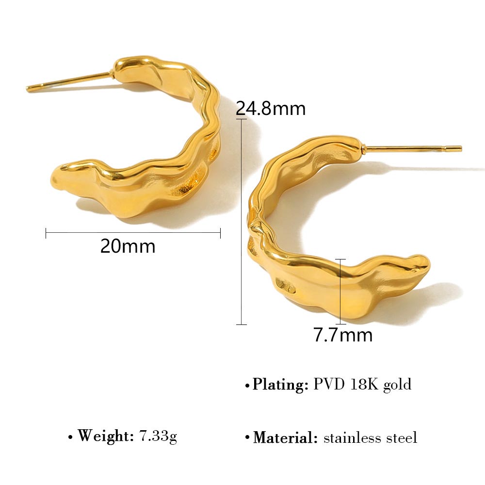 Geometric C Hoop Earring JSE010194