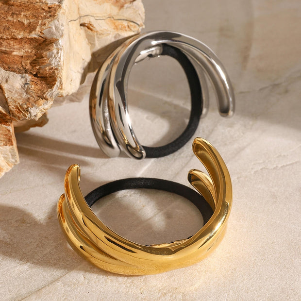 Cross Hair Tie Stainless Steel Ponytail Band JXH2408012