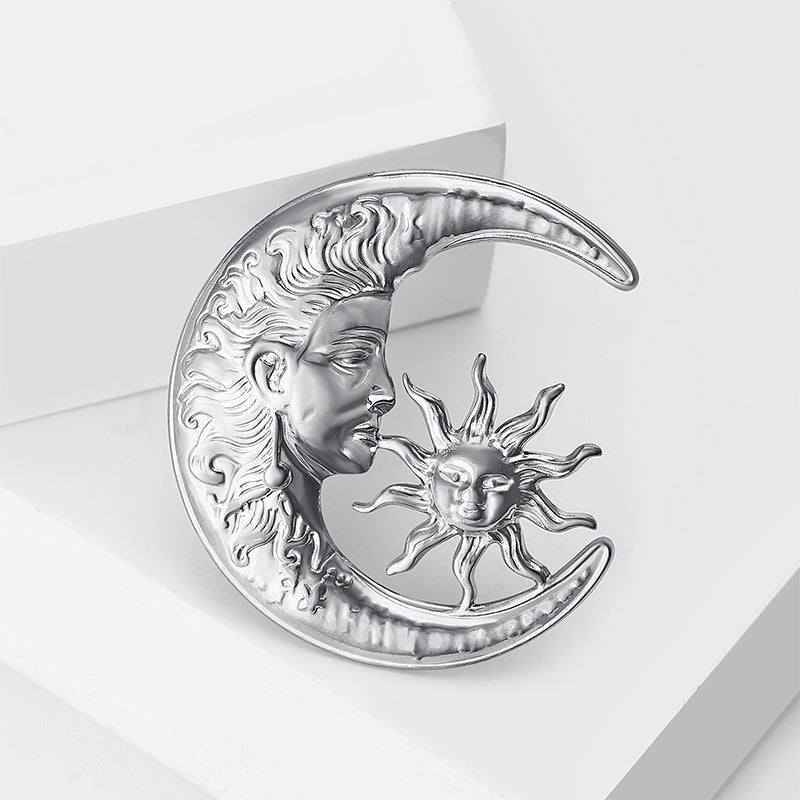Moon and Star Brooch | Stainless Steel Relief Workmanship