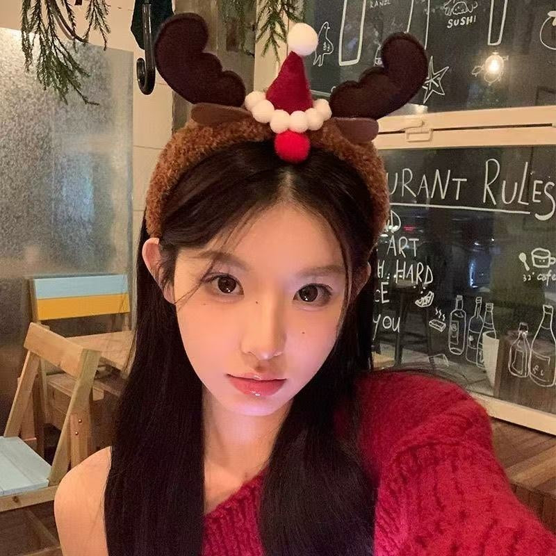 Plush Reindeer Headband | Fluffy Christmas Tree Hair Clip