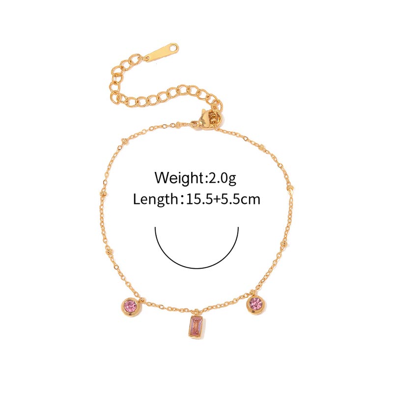 Pink Stone Spheres Chain Bracelet
