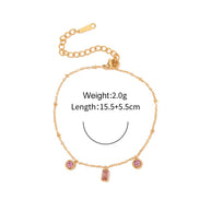 Pink Stone Spheres Chain Bracelet