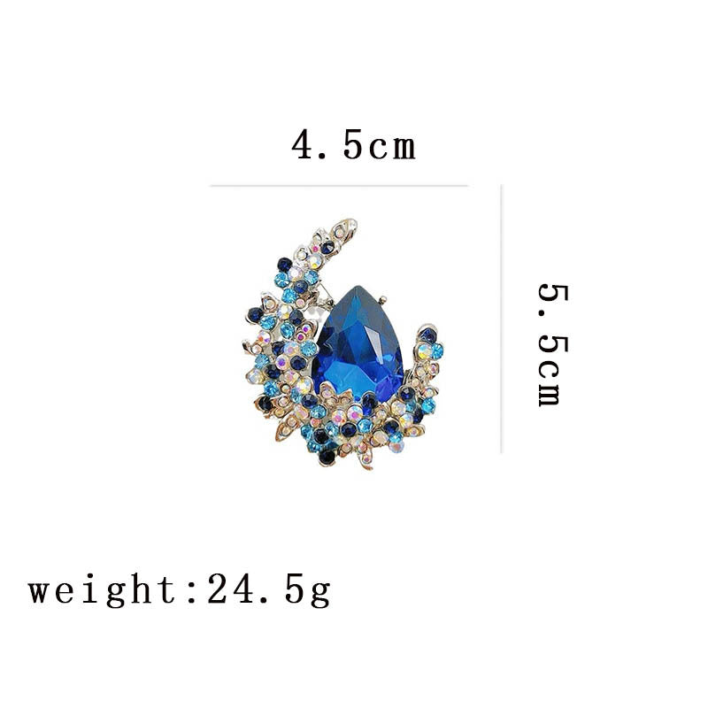 Moonstone Brooch | Crystal Gem Pin | Vintage Luxury JXBS424