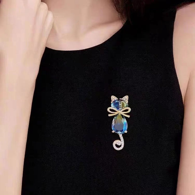 Blue Cat Brooch Kitty Pin | Korean Fashion