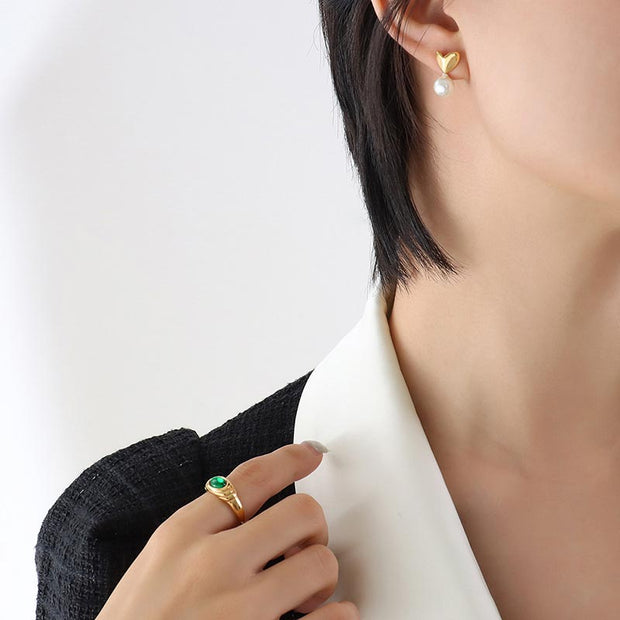 Heart Pearl Stud Earring