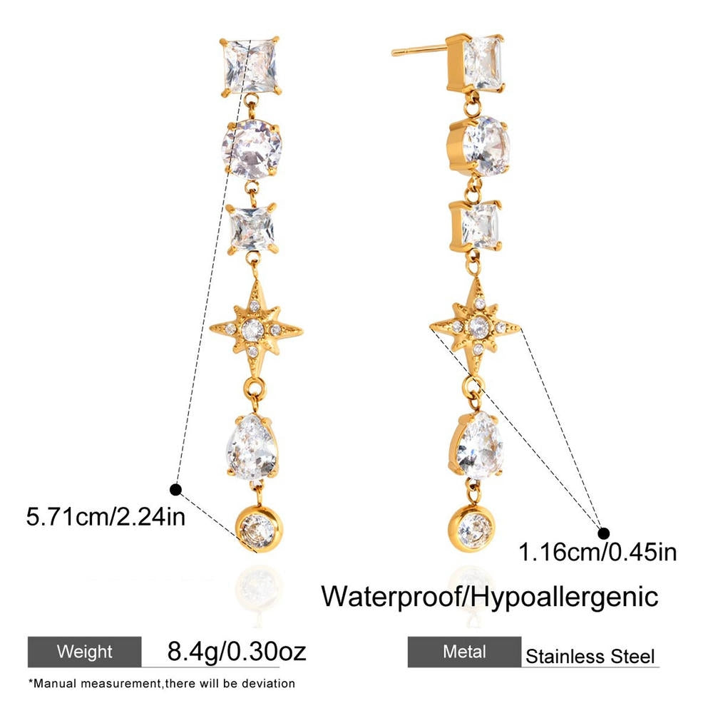 Stainless Zircon Earrings | Fringe Luxury | Hypoallergenic
