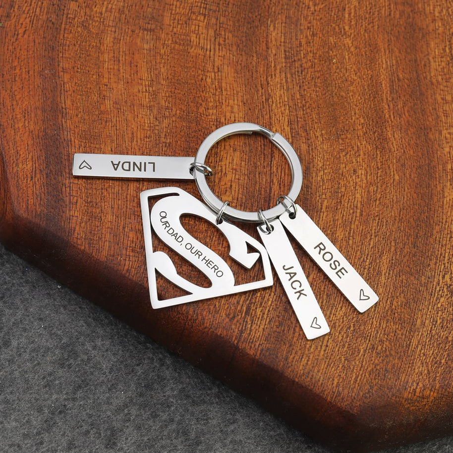 Our Dad Keychain | Titanium Steel Plate | DIY Engrave