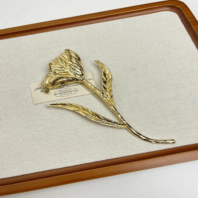 Oversized Metal Leaf Brooch | Artisan Heavy Duty Lapel Pin