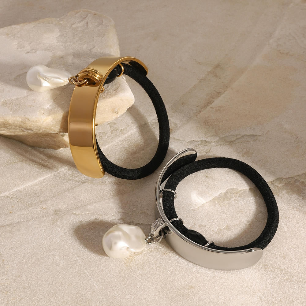 Pearl Hair Rope Metal Elastic Ins Style Tie JXH2408001