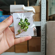 Emerald Flower Brooch | Green Crystal Pin | Women's Blazer