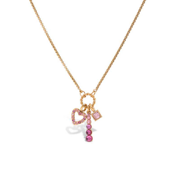 Pink Heart Charm Necklace JXN0303031