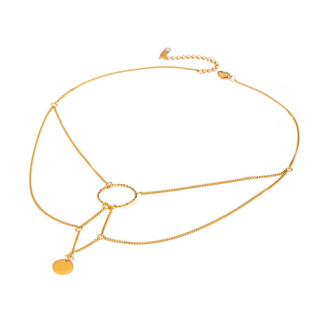 Two Layer Disc Pendant Necklace