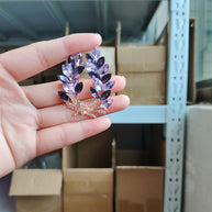 Purple Flower Brooch | Crystal Rhinestone Pin | Luxury