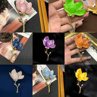 Modern Magnolia Brooch | Baroque Lapel Pin for Dresses