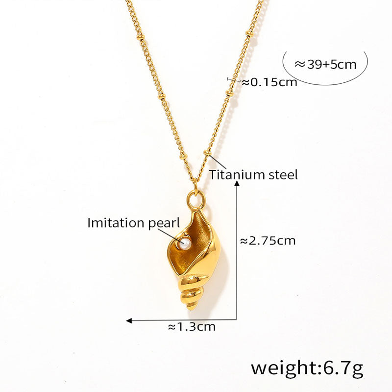 Gold Plated Conch Chain Necklace