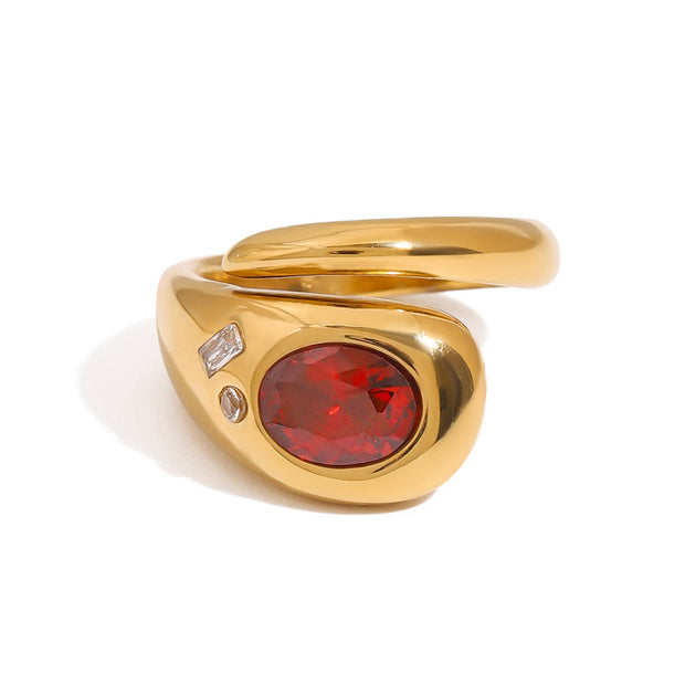 Red CZ Bold Ring