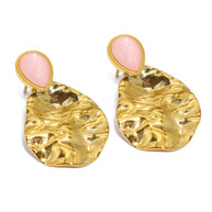 Enamel Hammered Stud Earring JSE010163