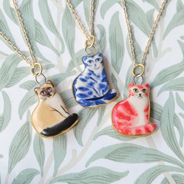Cute Cat Ceramic Enamel Pendant Steel DIY Jewelry Wholesale