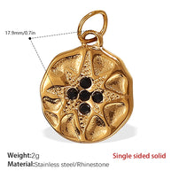 French Retro Starfish Round Necklace Pendant Rhinestones